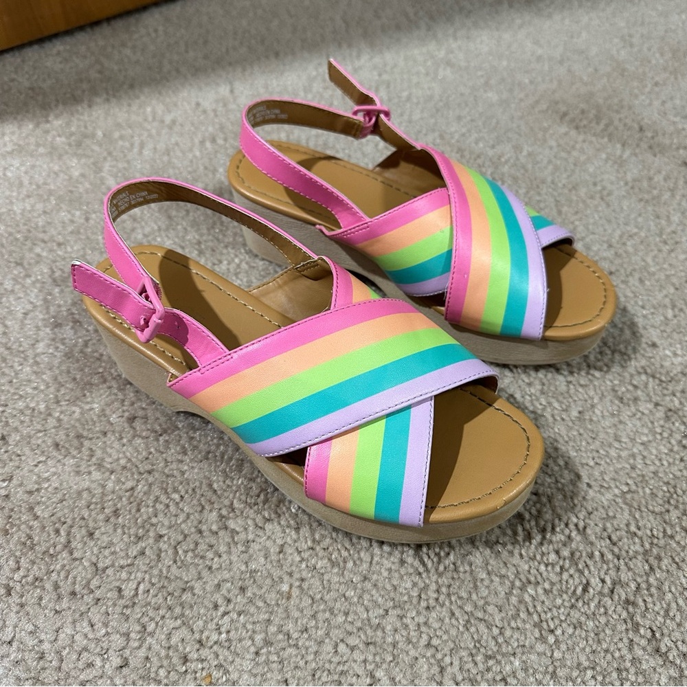 Adorable Rainbow Wedge Sandals